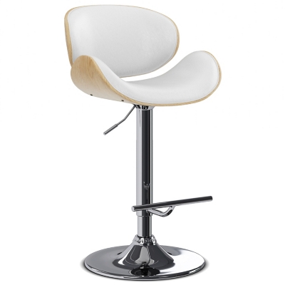 Simpli Home Marana Adjustable Swivel Bar Stool, White, large