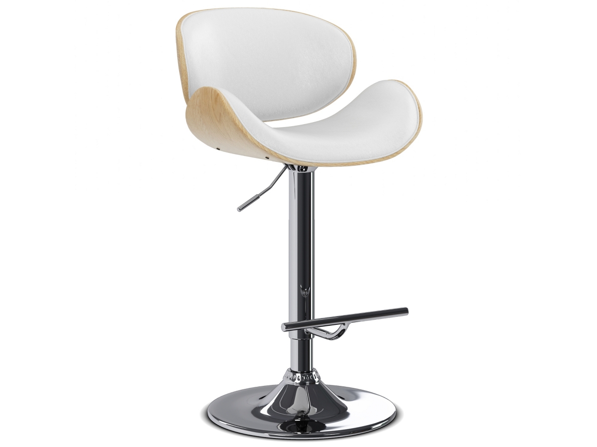Simpli Home Marana Adjustable Swivel Bar Stool, White, large