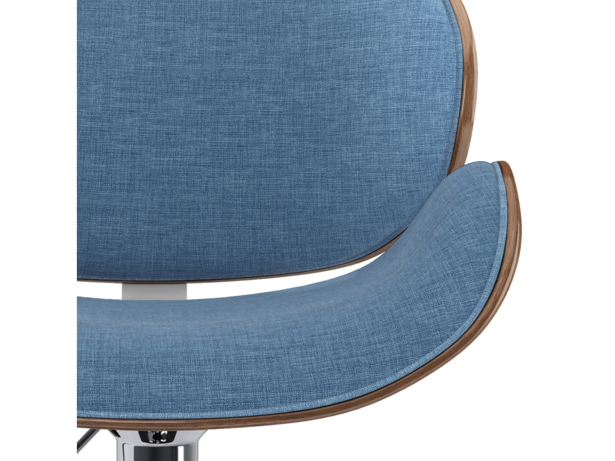 Simpli Home Marana Adjustable Swivel Bar Stool, Blue Linen, large