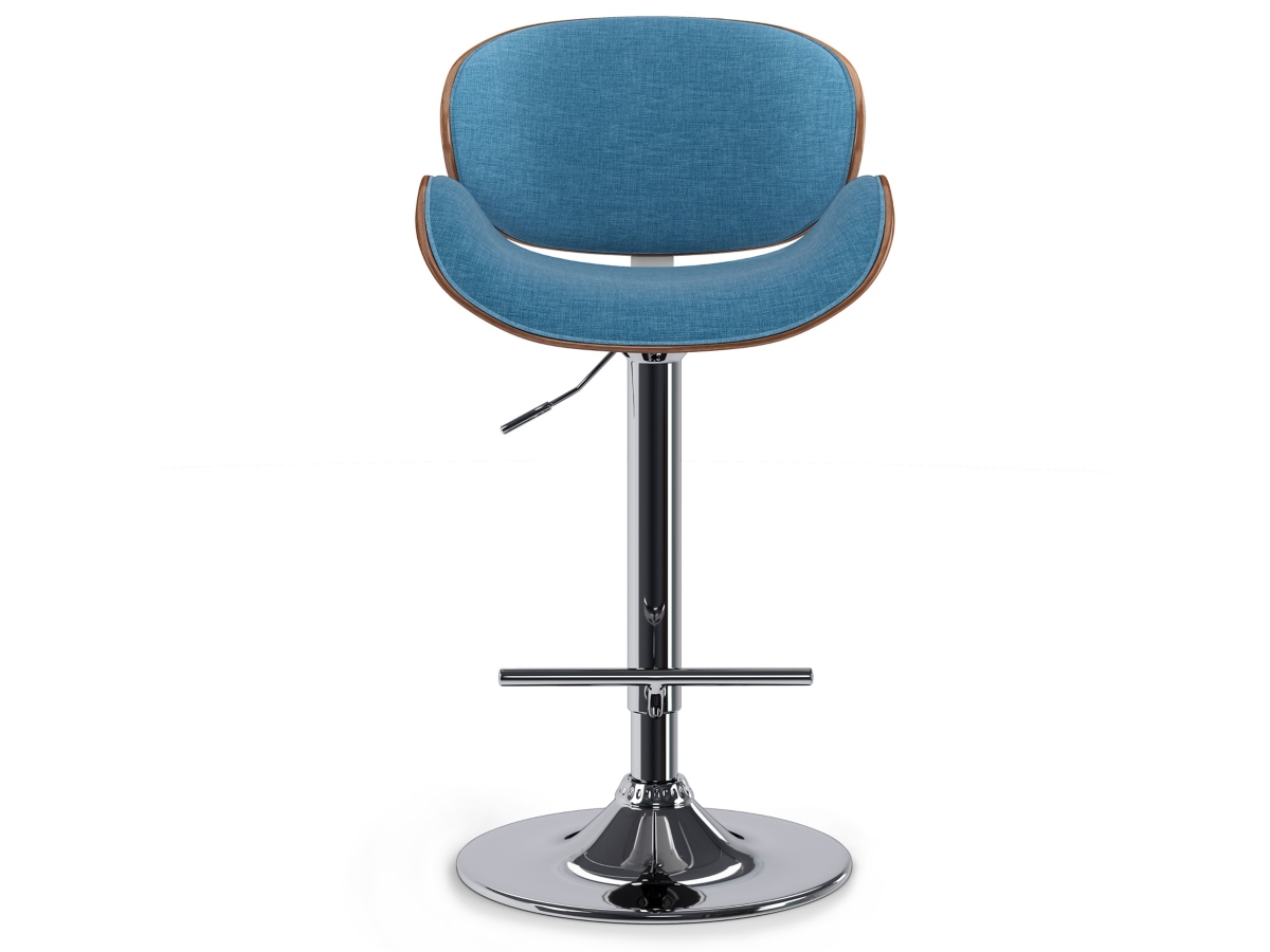 Simpli Home Marana Adjustable Swivel Bar Stool, Blue Linen, large