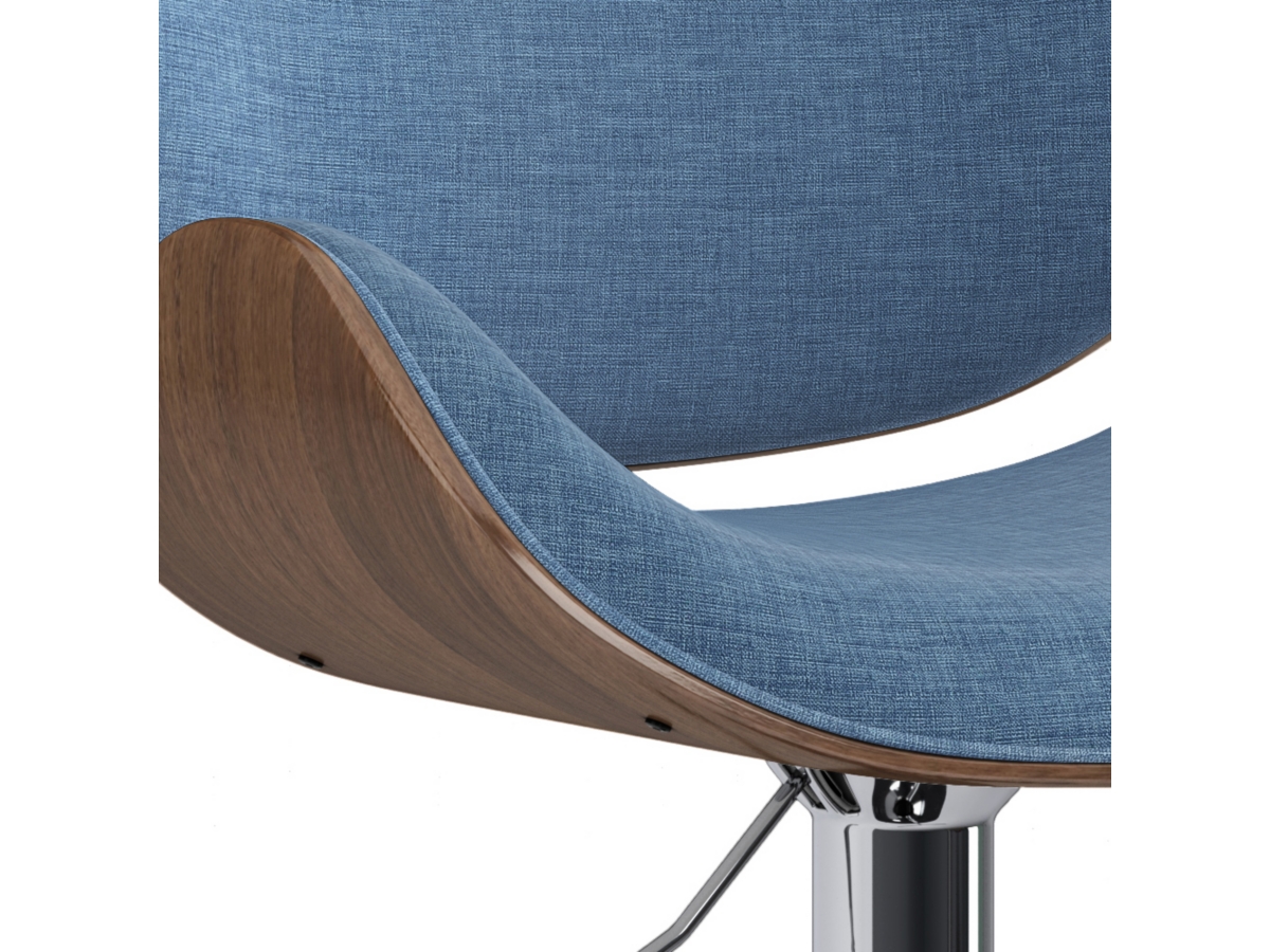 Simpli Home Marana Adjustable Swivel Bar Stool, Blue Linen, large