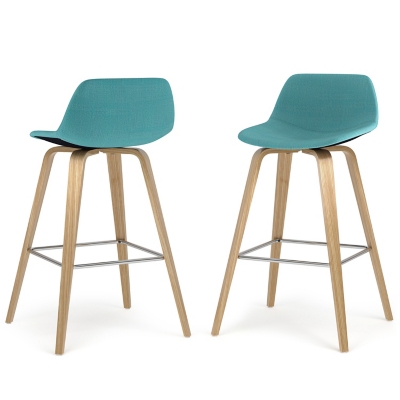 Simpli Home Randolph Counter Height Bar Stool (Set of 2), Aqua Blue, large