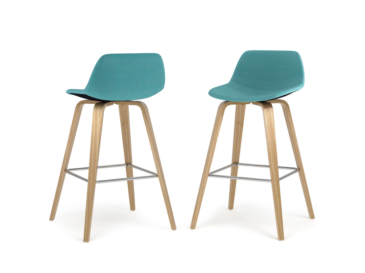Simpli Home Randolph Counter Height Bar Stool (Set of 2), Aqua Blue, large
