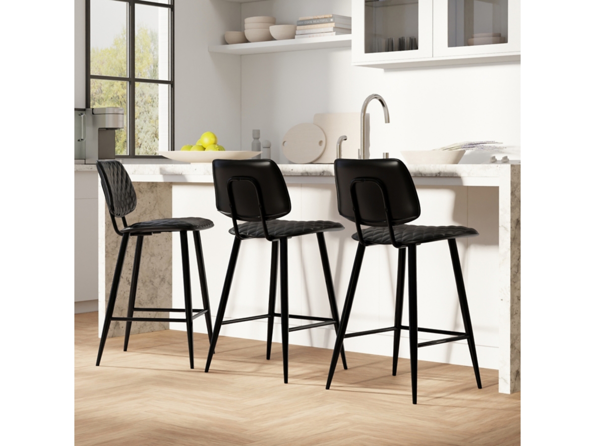 Simpli Home Raya Counter Height Bar Stool (Set of 2), Black, large