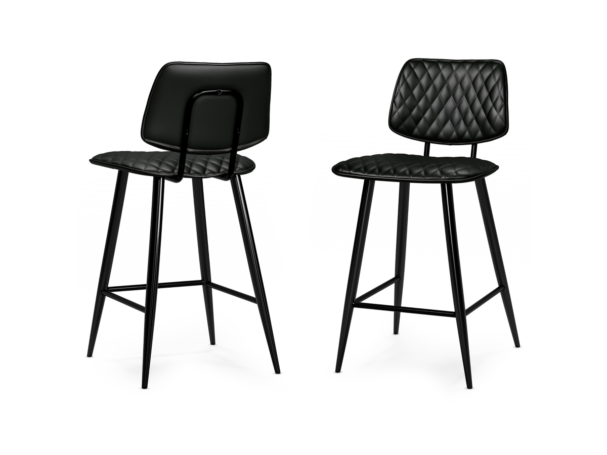 Simpli Home Raya Counter Height Bar Stool (Set of 2), Black, large
