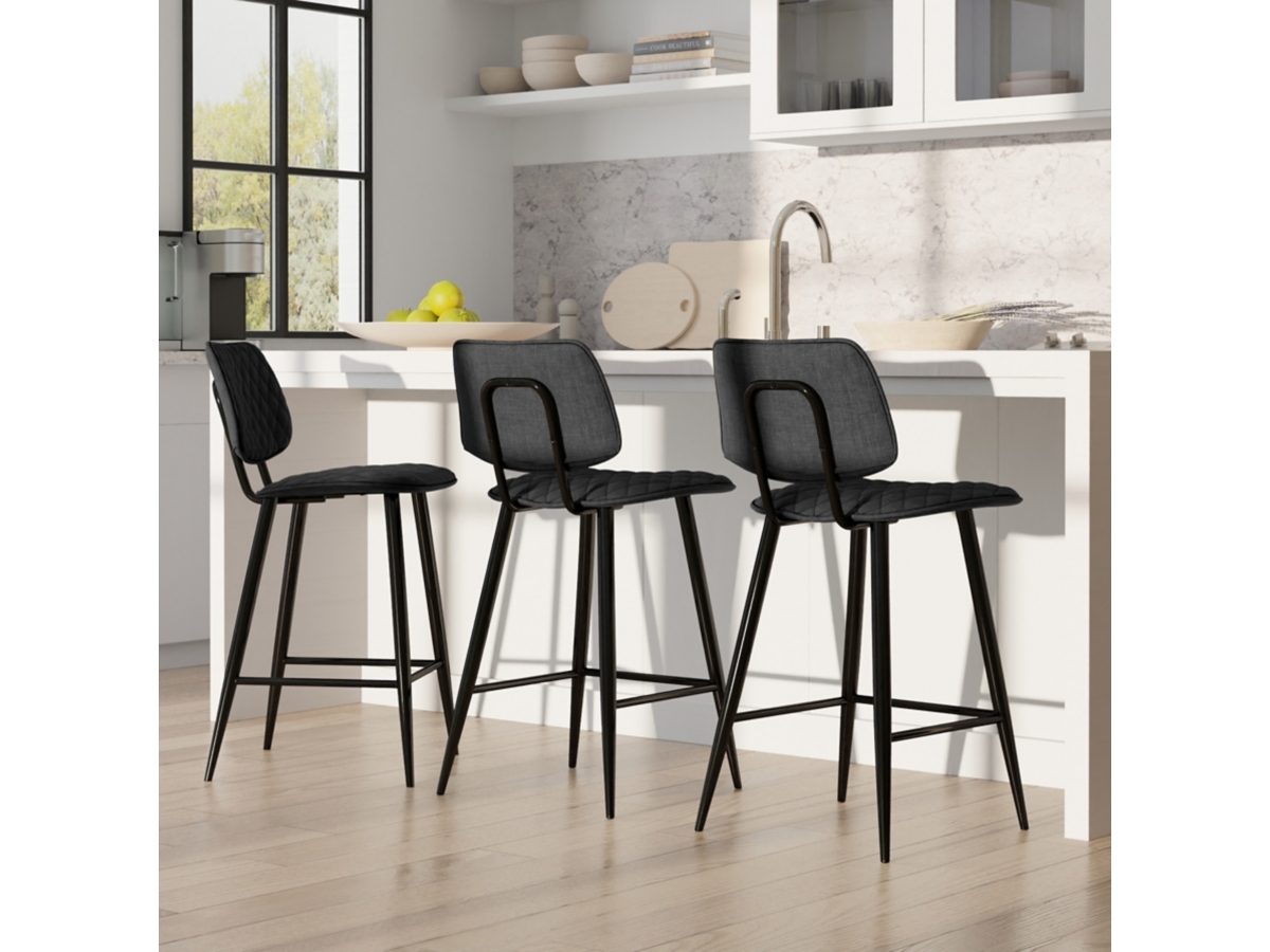 Simpli Home Raya Counter Height Bar Stool (Set of 2), Charcoal, large