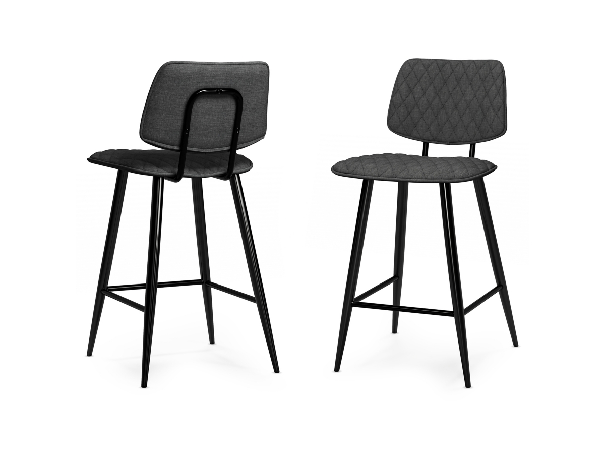 Simpli Home Raya Counter Height Bar Stool (Set of 2), Charcoal, large