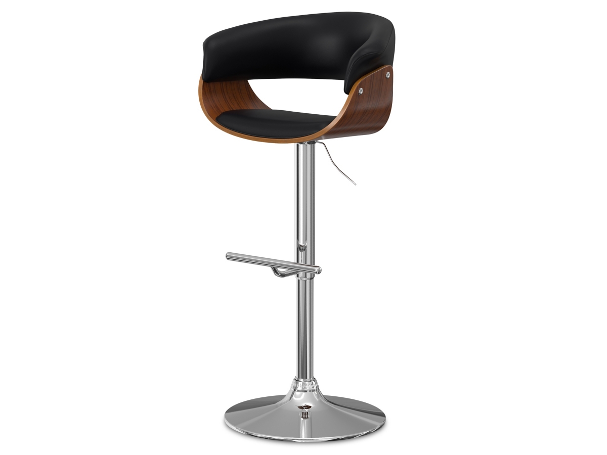 Simpli Home Sheldon Adjustable Swivel Bar Stool, Black, large