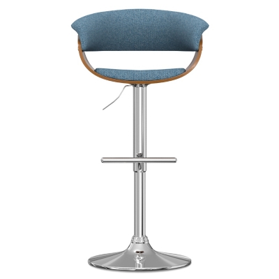 Simpli Home Sheldon Adjustable Swivel Bar Stool, Denim Blue, large