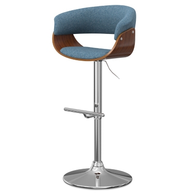 Simpli Home Sheldon Adjustable Swivel Bar Stool, Denim Blue, large