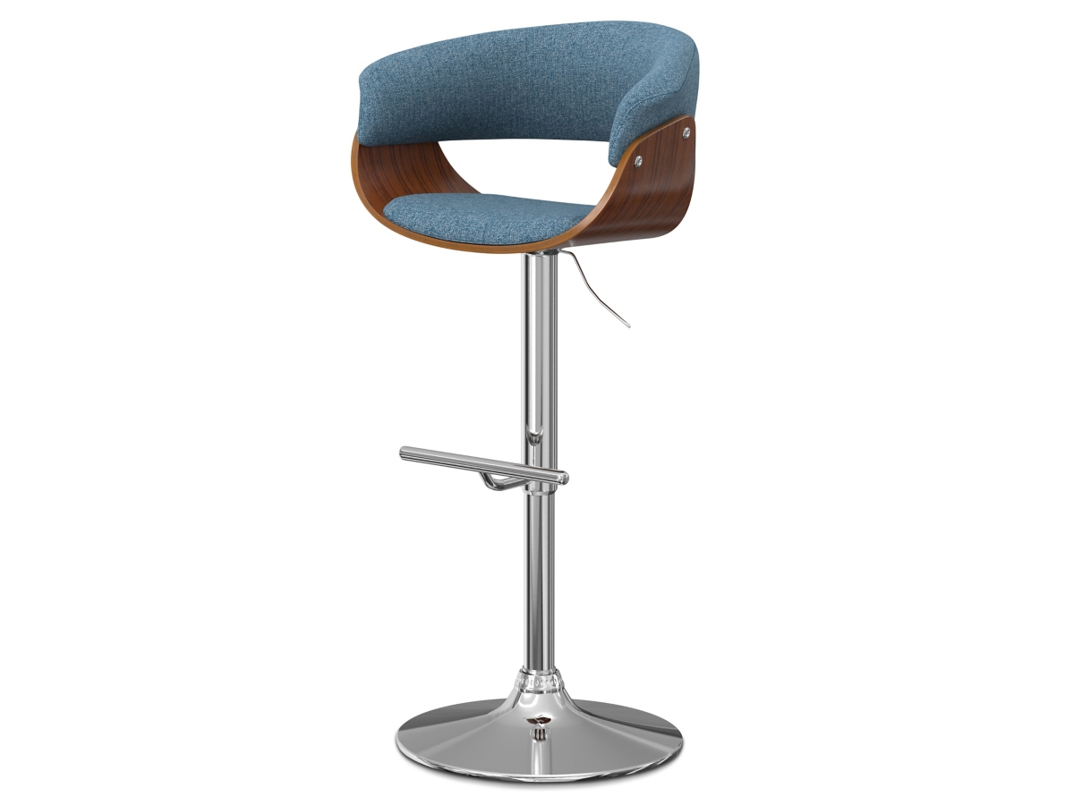 Simpli Home Sheldon Adjustable Swivel Bar Stool, Denim Blue, large