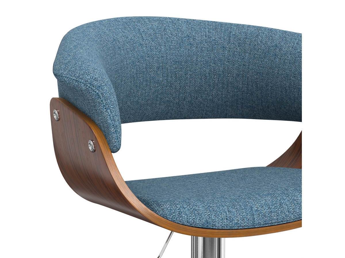 Simpli Home Sheldon Adjustable Swivel Bar Stool, Denim Blue, large