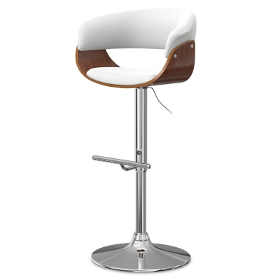 Simpli Home Sheldon Adjustable Swivel Bar Stool, White, large