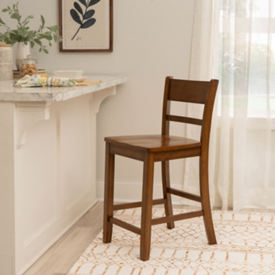 Linon Banks Villa Counter Height Bar Stool, Walnut, rollover