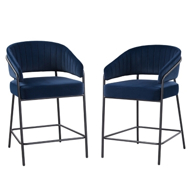 Linon Porter Counter Height Bar Stools (Set of 2), Navy, large