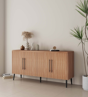Manhattan Comfort Jodie 8-Shelf Sideboard, Maple, rollover