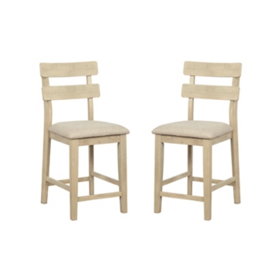 Linon Devin Counter Height Bar Stool (Set of 2), Natural, large