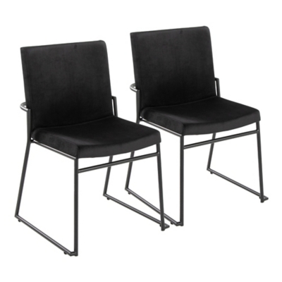 LumiSource Dutchess Dining Chair (Set of 2), Black/Gray, large