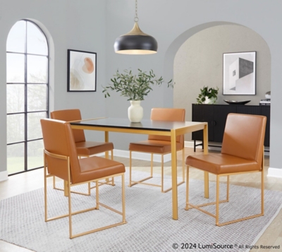 LumiSource Fuji Dining Chair (Set of 2), Camel/Gold, rollover