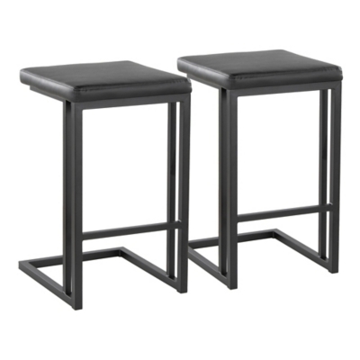 LumiSource Roman Counter Height Bar Stool (Set of 2), Black, large
