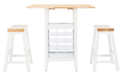Safavieh Casey Pub Table and 2 Barstools, Natural/White, large