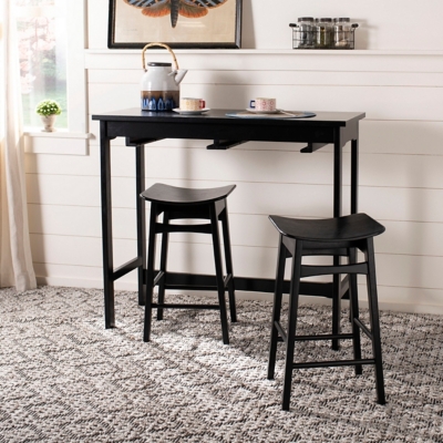 Safavieh Colbie Pub Table and 2 Barstools, Black, rollover