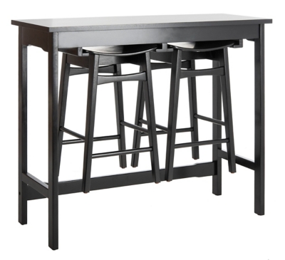 Safavieh Colbie Pub Table and 2 Barstools, Black, large