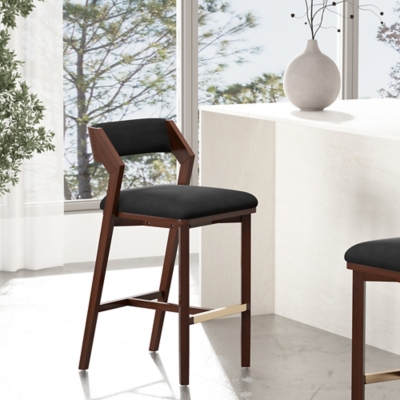 Manhattan Comfort Patricia Bar Height Bar Stool, Black, rollover