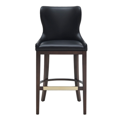 Manhattan Comfort Blair Bar Height Bar Stool, Black, large