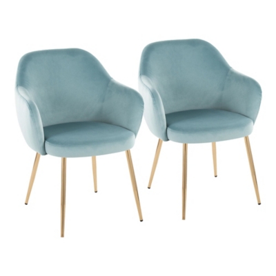 LumiSource Buena Dining Chair (Set of 2), Gold/Light Blue, large