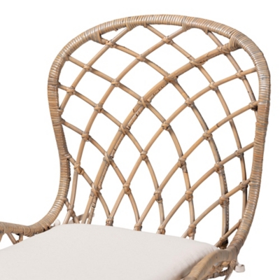 Close-up of chair back showing woven lattice pattern