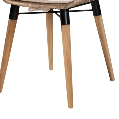Close-up of chair leg join under seat