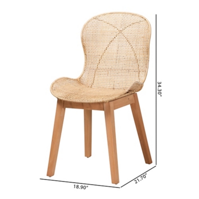 Dimensional diagram of the dining chair showing height, width, and depth measurements.