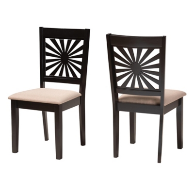 Baxton Studio Olympia Dining Chair (Set of 2), Beige/Espresso Brown, large