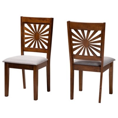 Baxton Studio Olympia Dining Chair (Set of 2), Gray/Walnut Brown, large