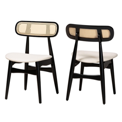 Baxton Studio Tarana Dining Chair (Set of 2), Cream/Black, large