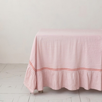 Storied Home Ruffled Edge Decorative Tablecloth, , rollover