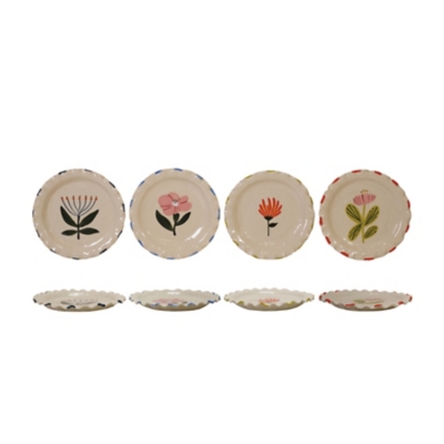 Storied Home Vibrant Flower Decorative Plate Set, , large