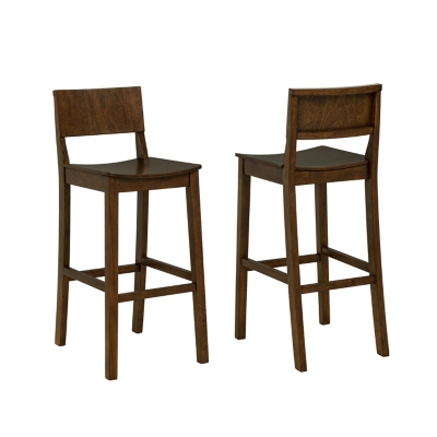 Linon Bar Height Bar Stool, Walnut, large