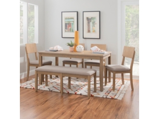 Linon Jocey Dining Table and 4 Chairs and Bench Set