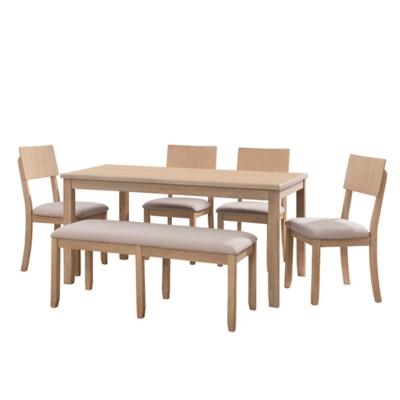 Linon Jocey Six Piece Dining Set, Graywash, large