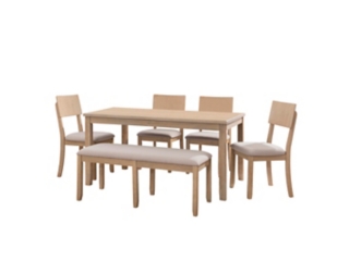 Linon Jocey Dining Table and 4 Chairs and Bench Set
