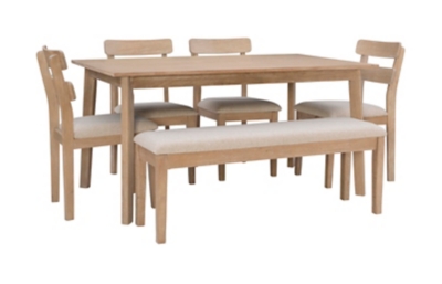 Linon Devin Dining Table and 4 Chairs and Bench Set