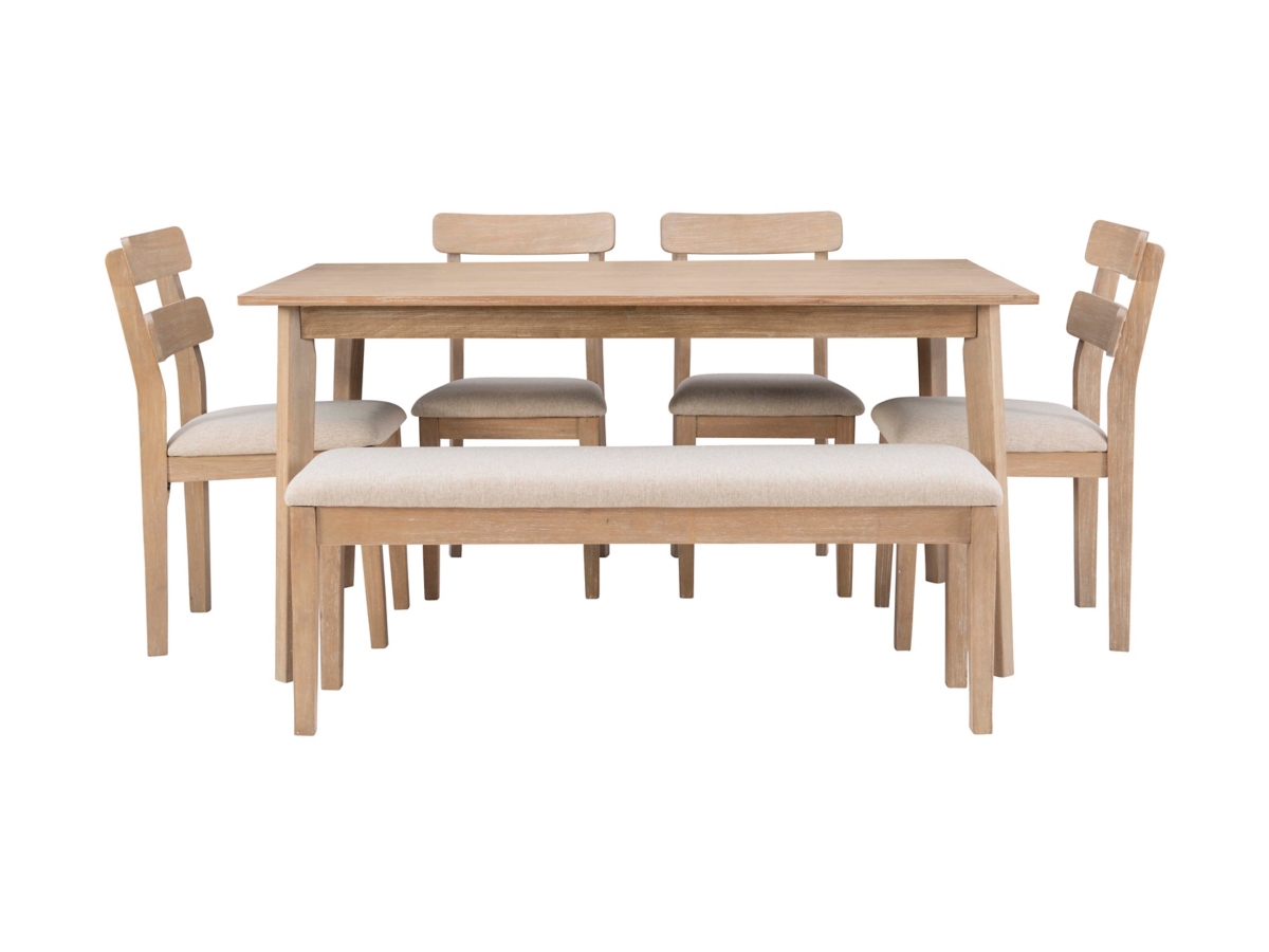 Linon Devin Dining Table and 4 Chairs and Bench Set | Ashley
