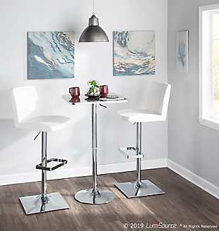 Carrie Adjustable Height Bar Stool with Swivel, White, rollover