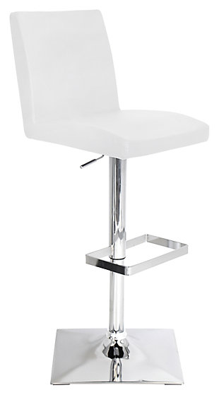 Carrie Adjustable Height Bar Stool with Swivel, White, large