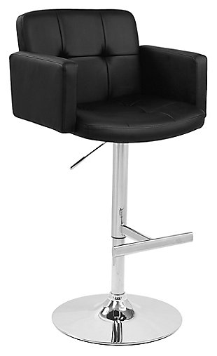 Stout Adjustable Height Bar Stool with Swivel, Black, large
