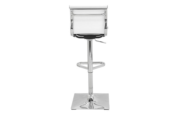 If you’re looking for a delightfully different take on contemporary style, seeing is believing with the Mirage bar stool. Sporting a comfortably cool mesh backrest, the contoured seat is sleek yet sturdy. With 360-degree swivel and a hydraulic element that takes you from counter height to pub height with ease, this designer bar stool is sure to move you.Metal base | Footrest for added support | 360-degree swivel | Comfortable foam cushioned seat | Mesh fabric | Adjustable height (moves from counter to pub height) | Assembly required