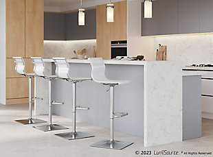 Mirage Adjustable Height Bar Stool with Swivel, White, rollover