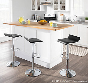Ale Adjustable Height Bar Stool with Swivel, Black, rollover